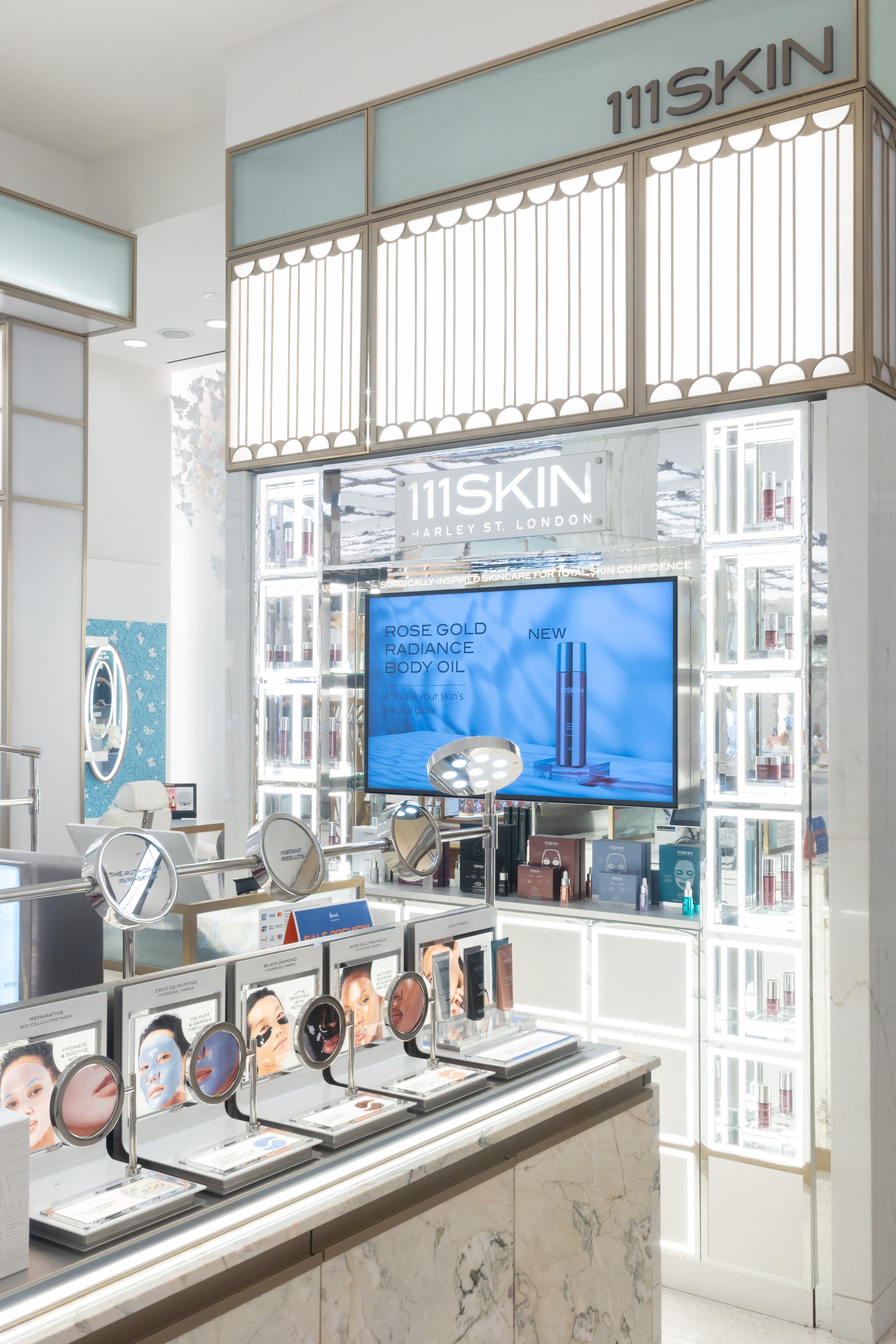 111SKIN counter within the beauty hall