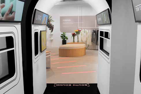 South Bound archway threshold with interactive screens between the two sides of the store, Naked Retail by SheridanCX
