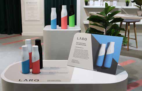 LARQ self cleaning water bottle display on organic plinth, A Day Well Spent Naked Retail by SheridanCX