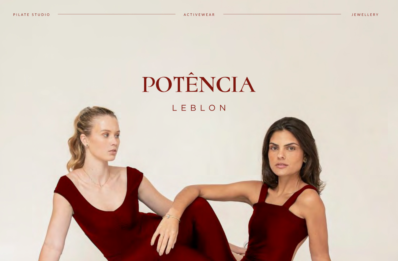 Concept one in situ: Potência serif wordmark in red over campaign photography