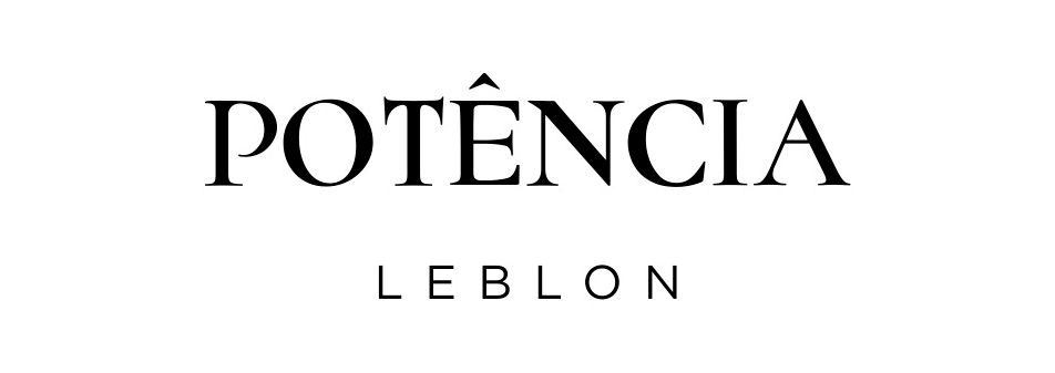 Potência Leblon selected logotype: refined high contrast serif capitals with tracked Leblon