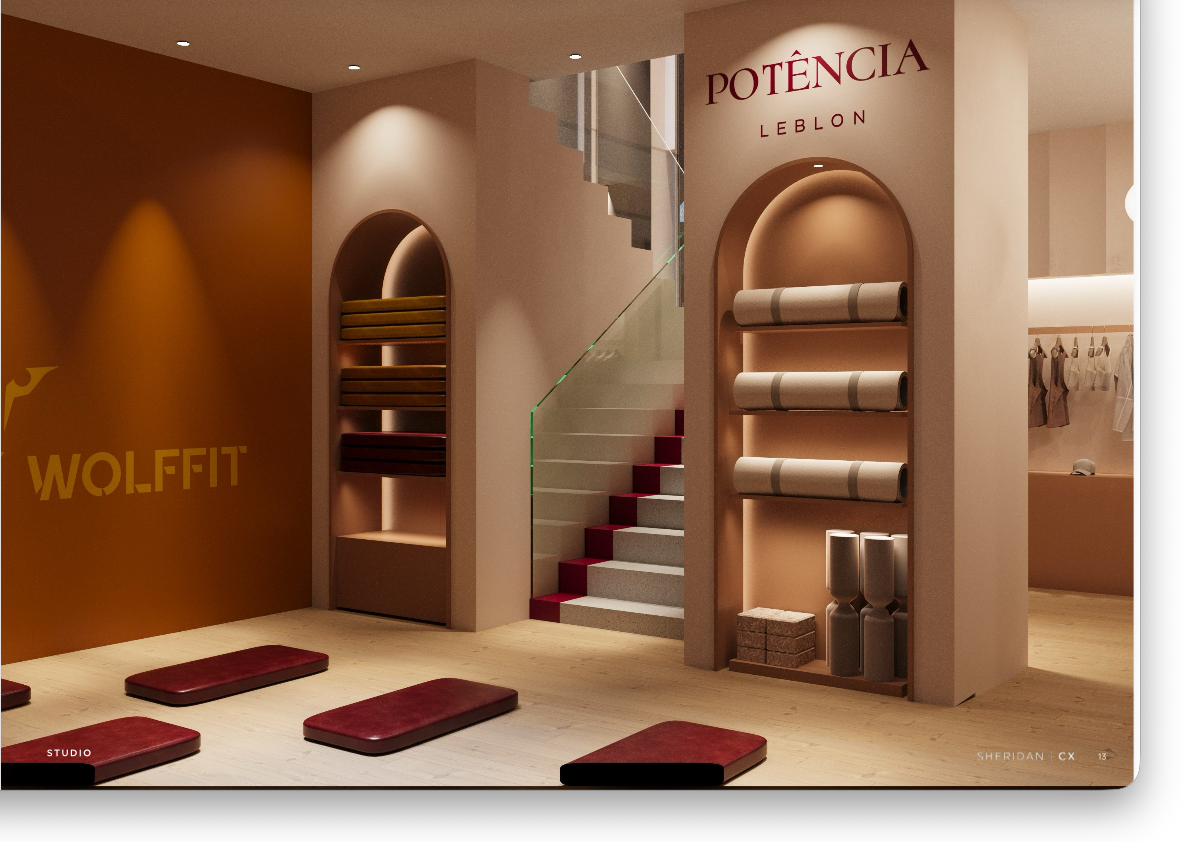 Wolffit studio arches and staircase inside Potência Leblon