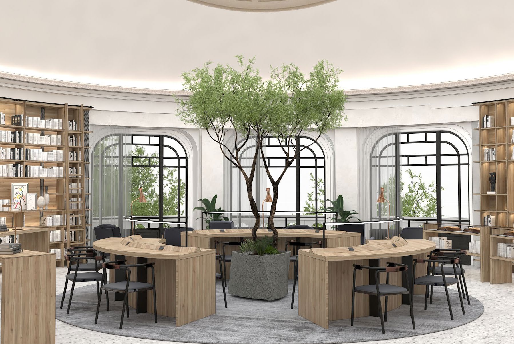 TBC Concept Tbilisi cafe floor designed by SheridanCX, a bank that hosts like a hotel